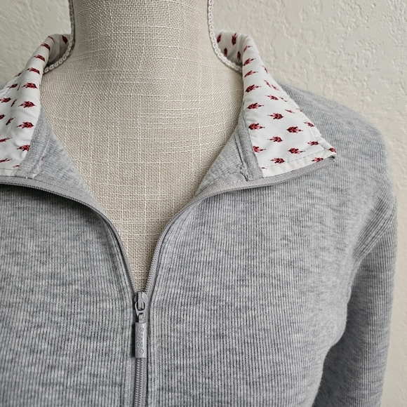 Orvis autumn Fall Gray print 1/4 zip sweater - Picture 2 of 7